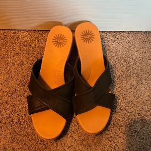 Ugg wedge sandal size 10 black